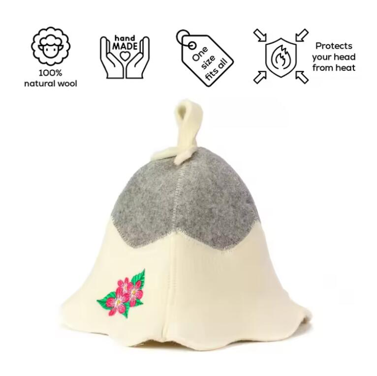 Navy White Sauna Goods Men's Women's Washable Wool Sauna Sauna Hat