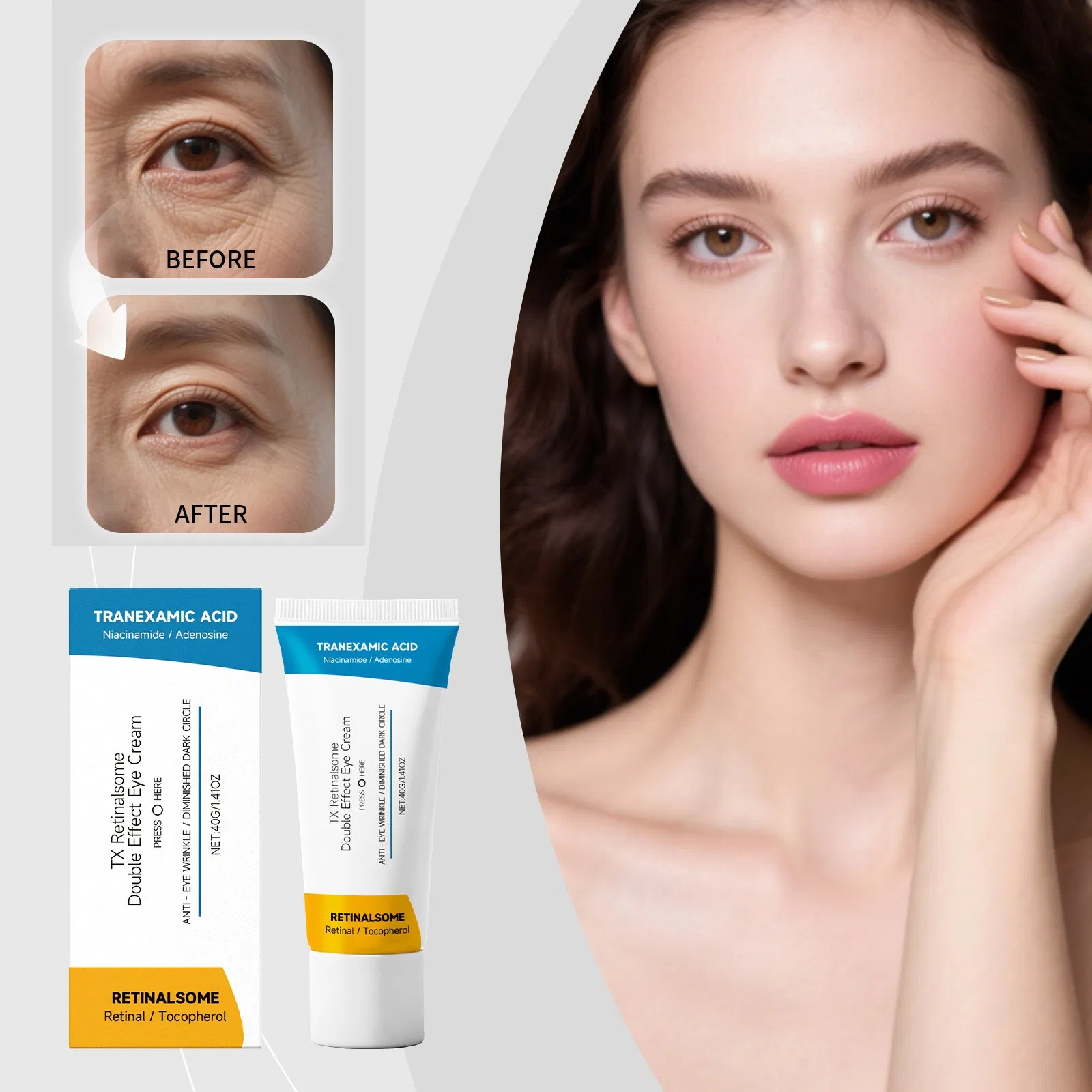 Vegan Eye Cream Niacinamide Gold Anti-Aging Treatment for Fine Lines Dark Circles Hydrating Eye Cream