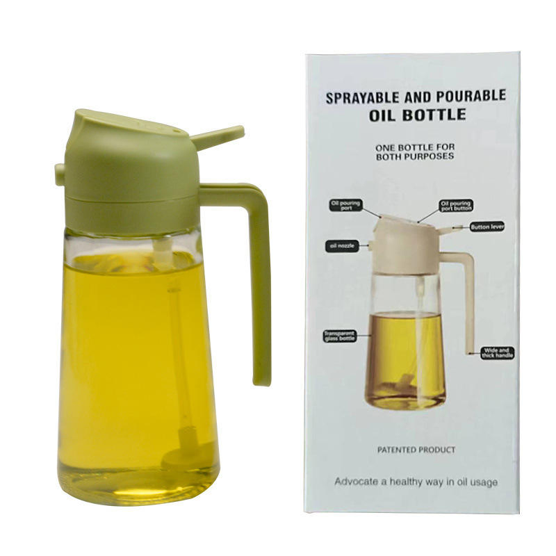 2-in-1 Household Kitchen Glass Oil Dispenser with High-Pressure Spray and Pour Functions
