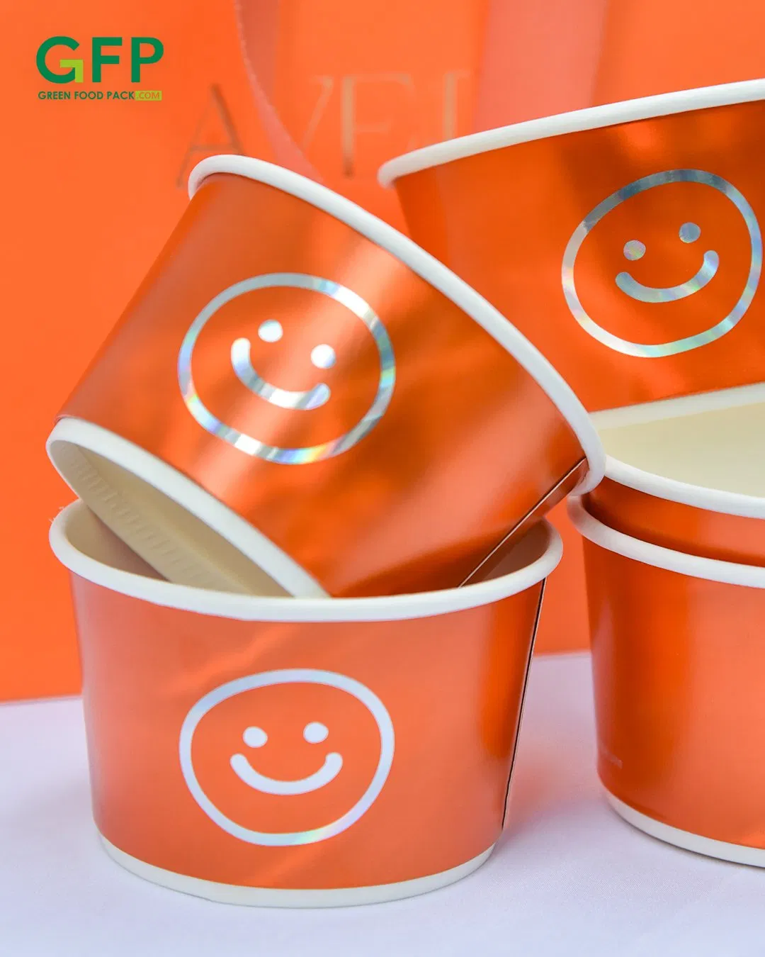 Disposable Takeaway Packaging Ice Cream Container Tubs Paper Cup with Lid