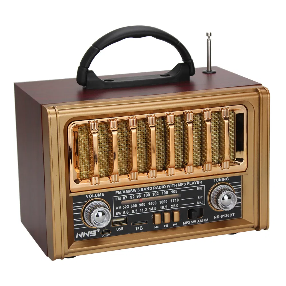 Ретро радио NS-8136BT с Bluetooth, деревянный корпус