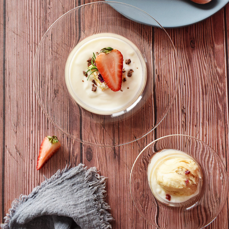 Wholesale Cheap Simple Style Glass High Goblet Bowl Ice Cream Bowl Dessert Salad Fruit Bowl for Kitchen Use