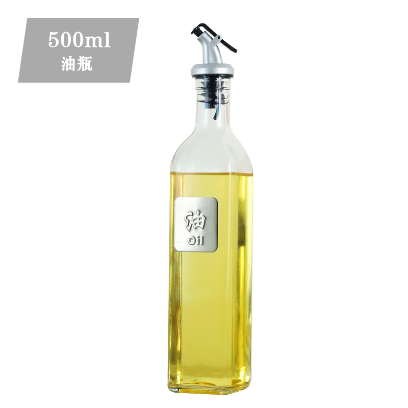 Food Grade Empty 17oz Glass Olive Oil Bottle 500ml Clear Oil Vinegar with Pourers and Funnel