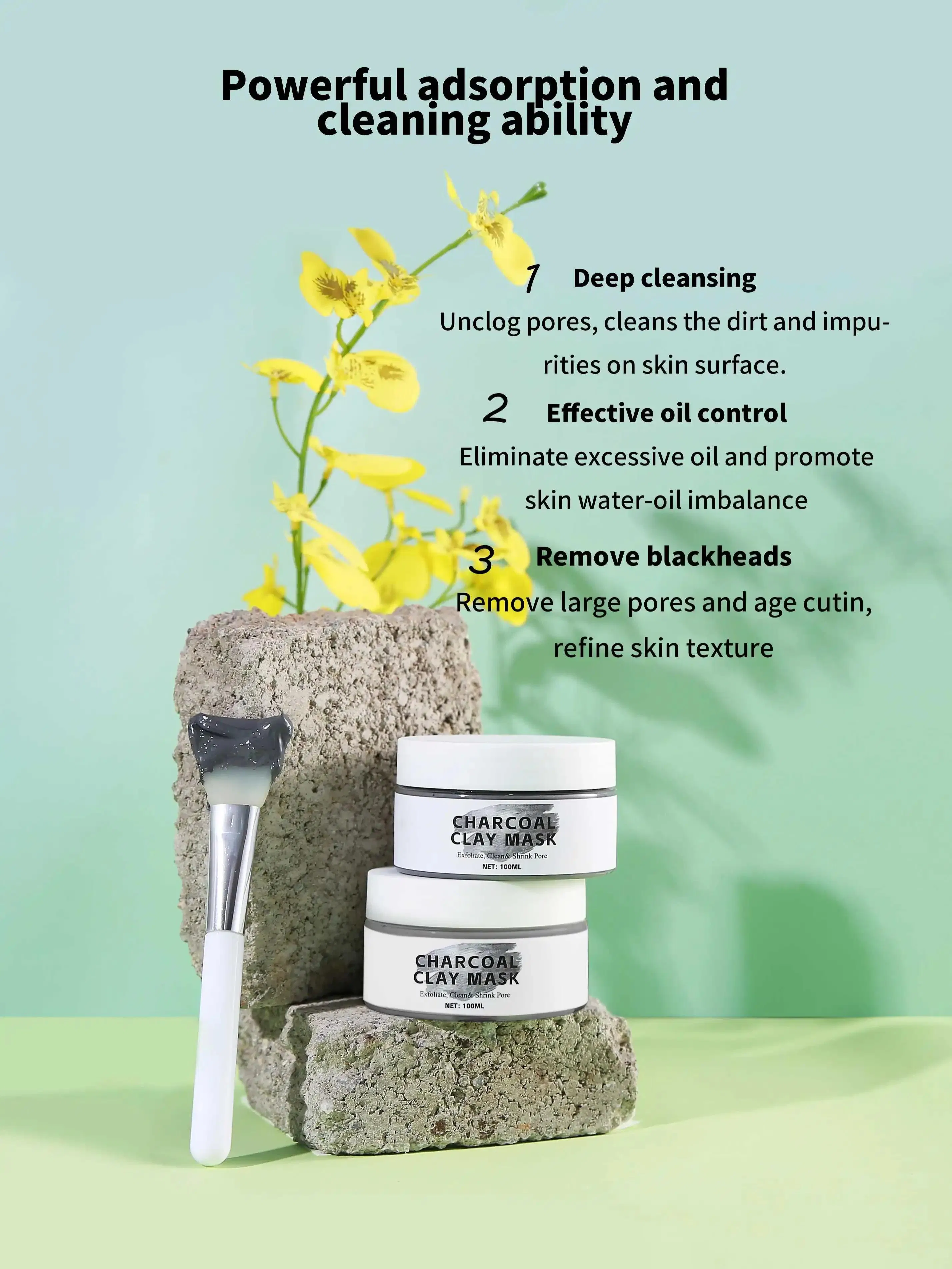 Private Label Natural Organic Mud Mask Deep Pore Cleansing Blackhead Remover Cosmetics Masks Face Skin Care