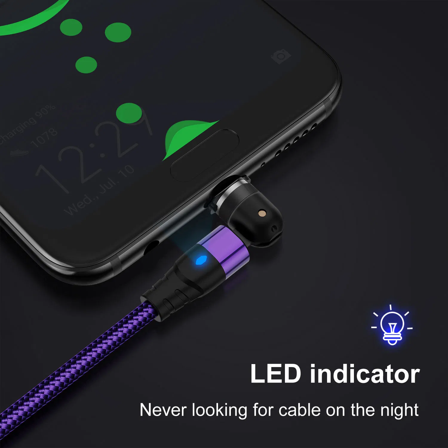 540 Rotate 3 in 1 USB Magnetic Type C Charging Data Cables