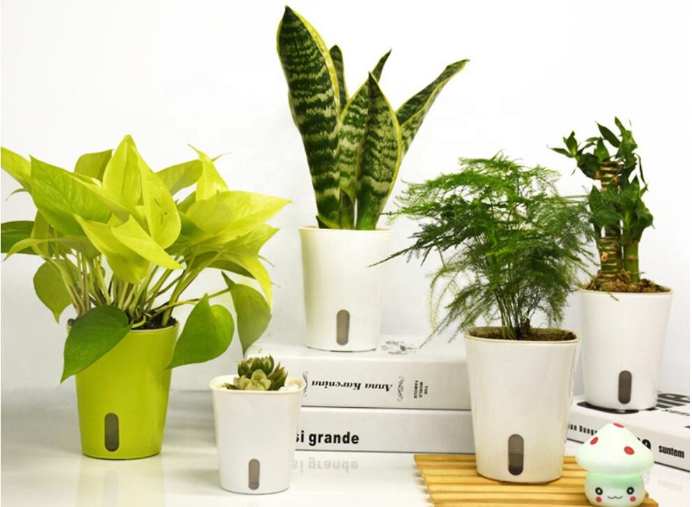 Горшки для растений пластиковые с автополивом зеленые