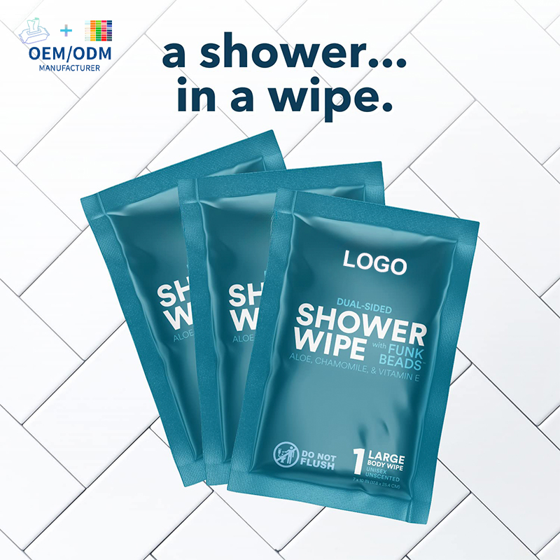 Private Label Customized 1PCS Individual Package Body Cleaning Wet Wipes Adult Outdoor Disposable No Rinse Bath Wipes Personal Hygiene Wipes