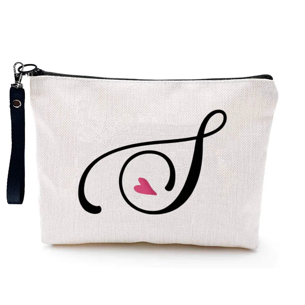 Eco Friendly Custom Printed Natural Linen Jute Cosmetic Toiletry Makeup Zippered Pouch Small Bag