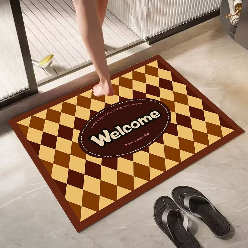 Bath Mats Water Absorbent Non-Slip Diatom Mud Bathroom Floor Carpet Rubber Mat