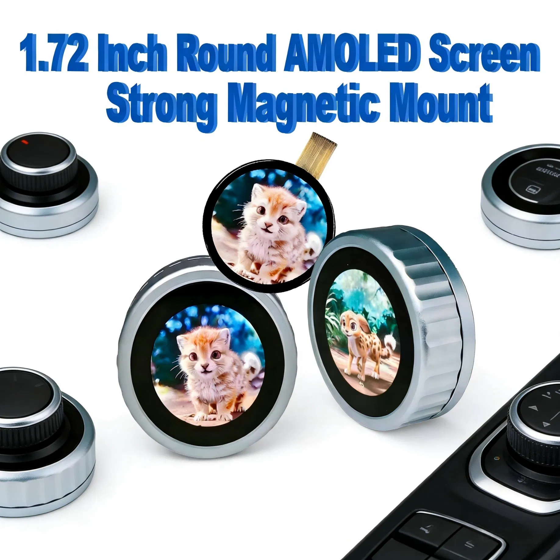 Custom 1.73 Inch Car Audio Bass Knob Screen Encoder 1.28 Inch Round Display Smart Rotary Display Control with Panel