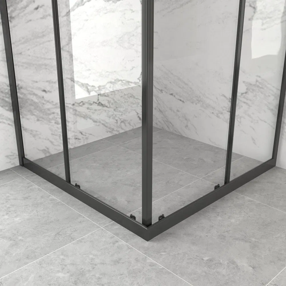 Bathroom Black Aluminum Frame Sliding Square Shower Enclosure with Custom Size