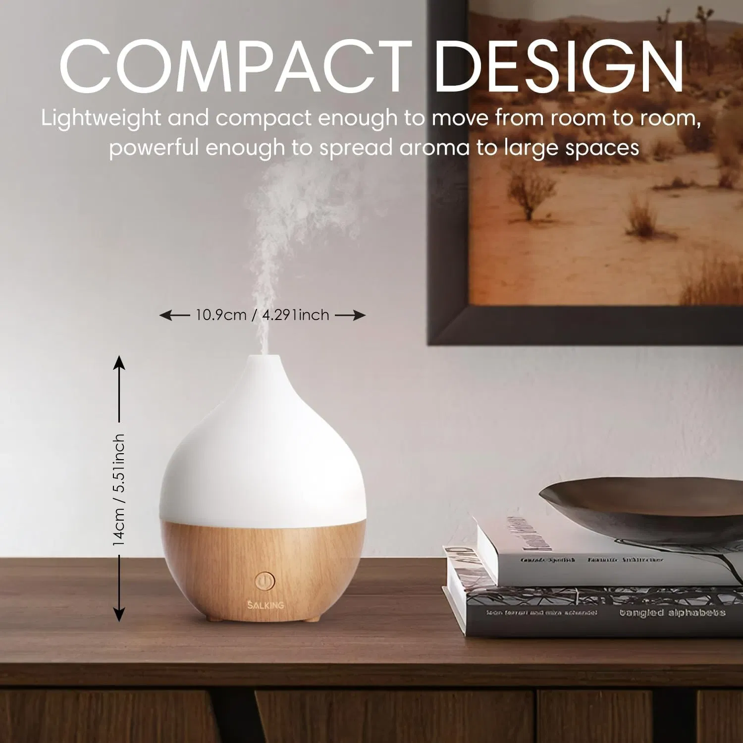 Cute Electric Aroma Diffuser, 7 LEDs, Wood Grain for SPA