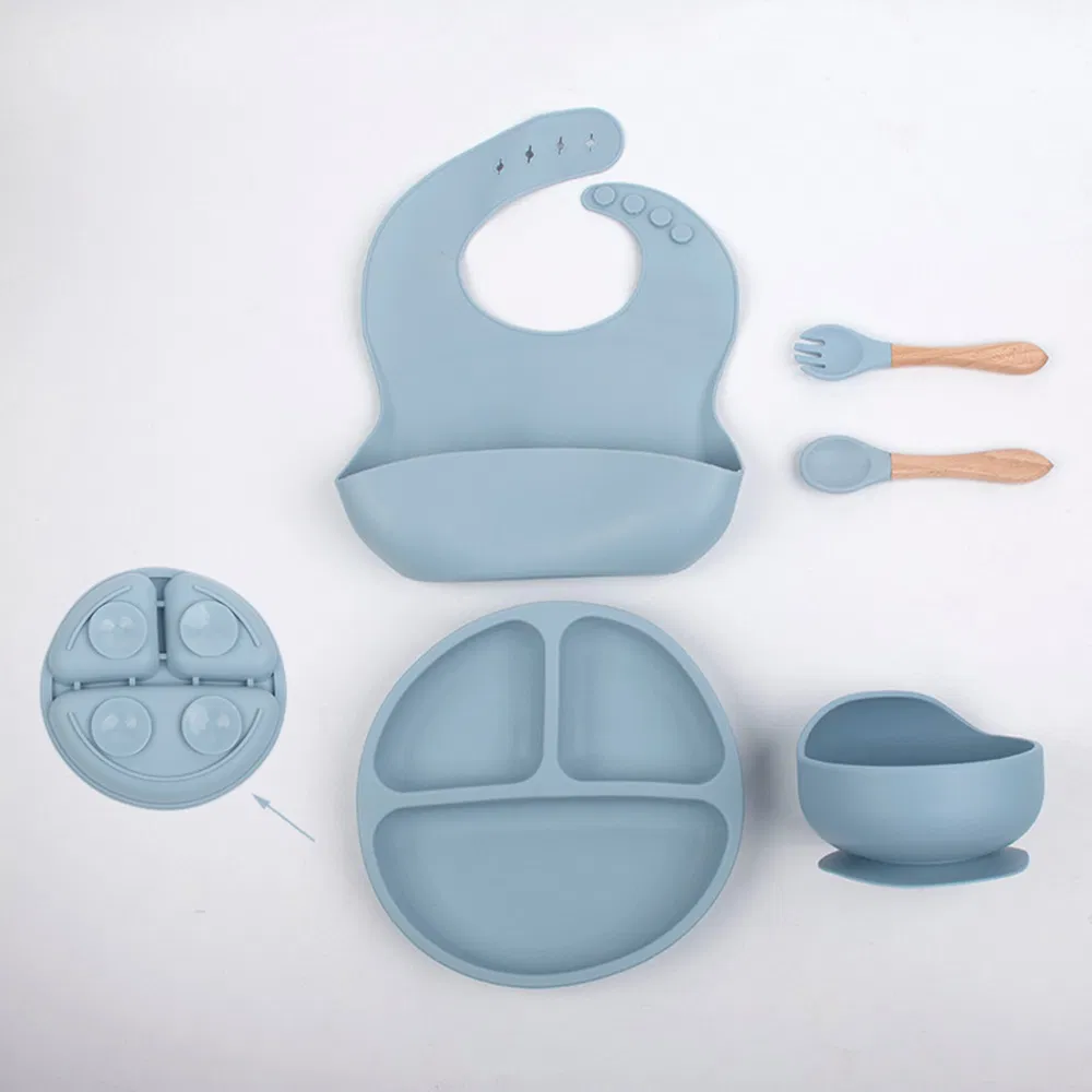 User-Friendly Silicone Dinner Plate Bowl Fork Spoon Children Tableware