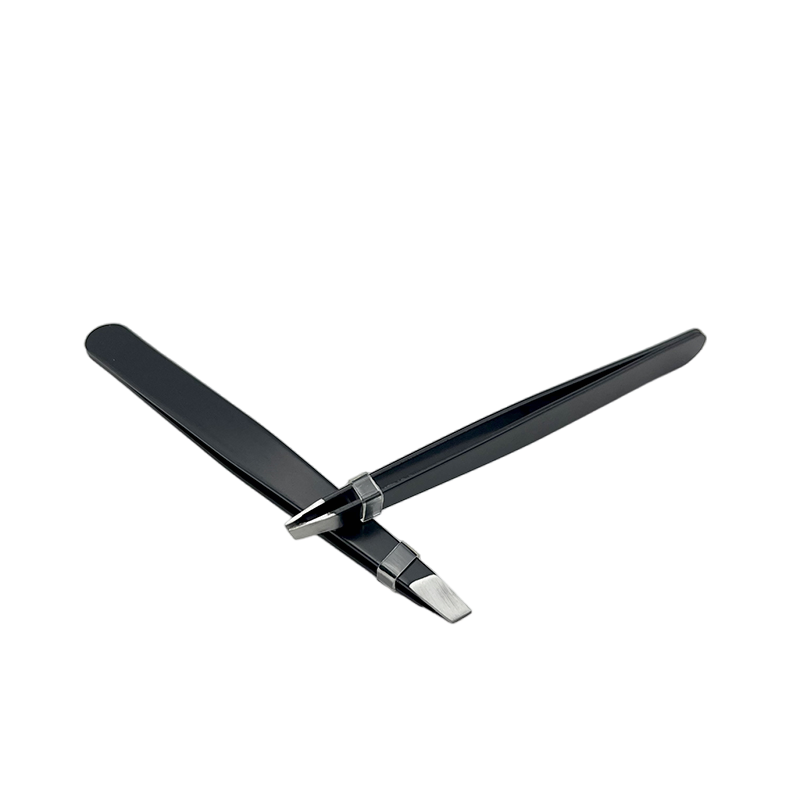 Black Eyelash Applicator Tool Upgraded Stainless Steel Slanted Eyebrow Tweezer