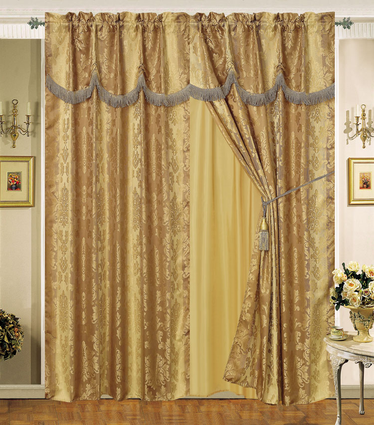 Luxury Jacquard Window Curtain with Lace Edge 04