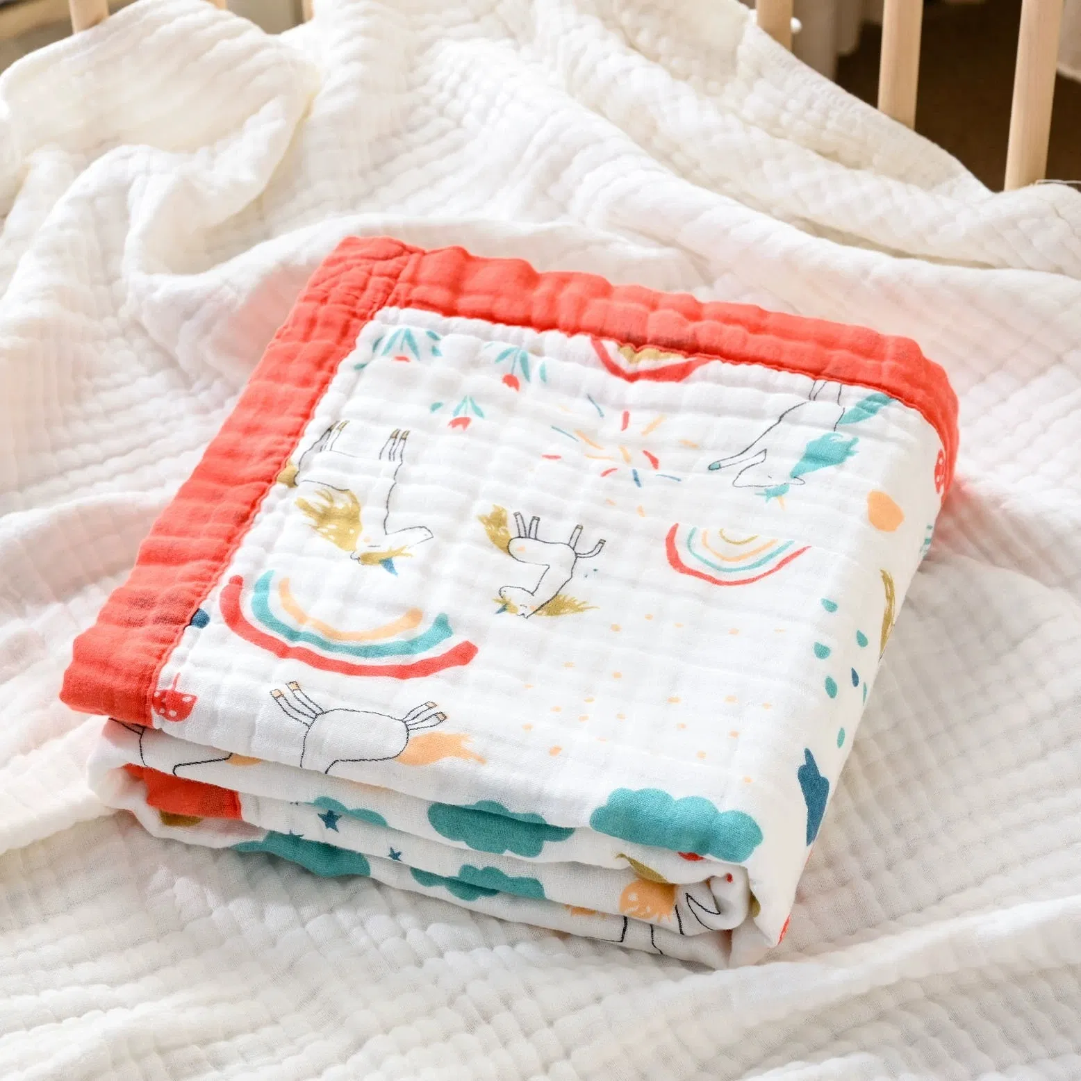 Factory Customize High Quality 6 Layer Gauze Baby Kids Muslin Swaddle Balnket Wraps