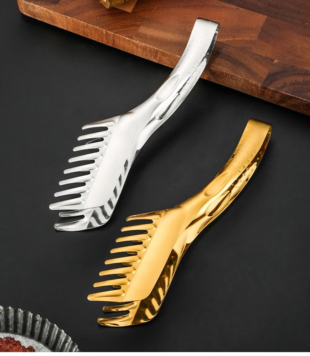 Stainless Steel Comb-Shaped Kitchen Tongs for Cooking, Serving, and Food Prep Mi18984