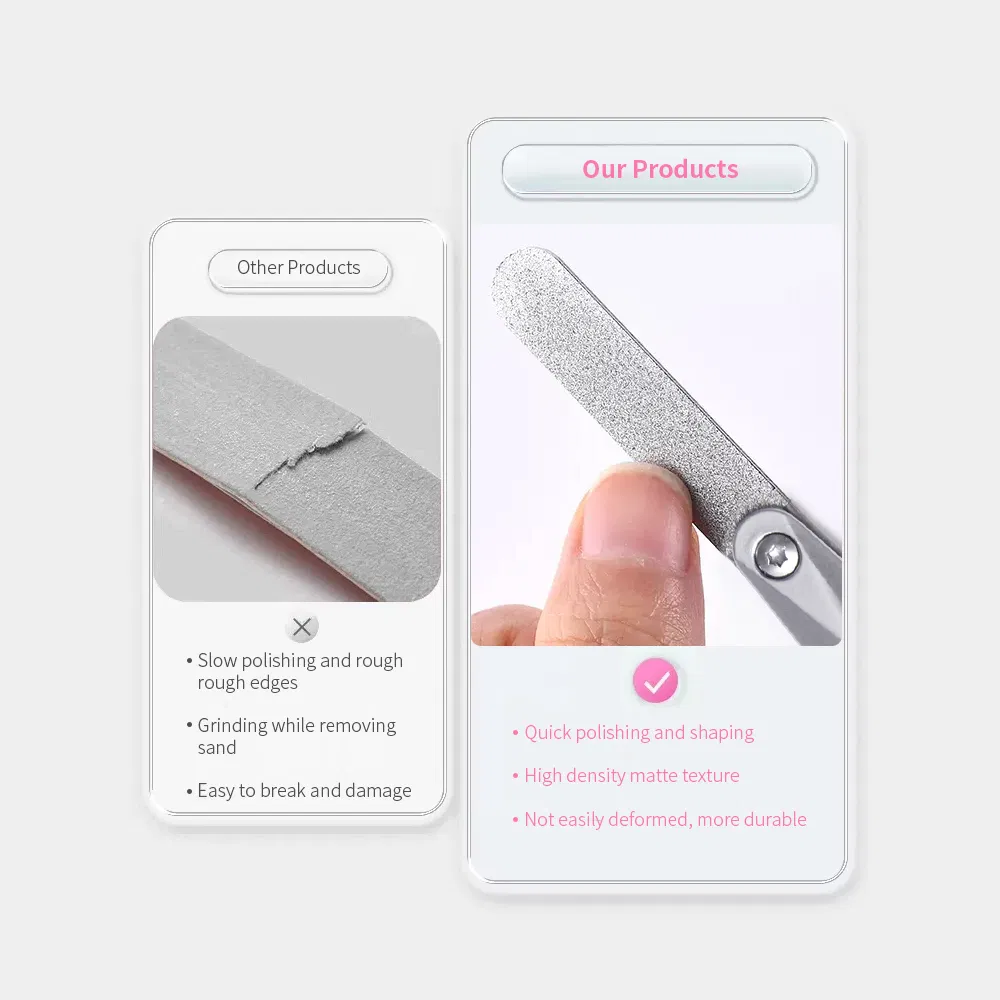 Diamond Stainless Steel Double Side Nail File Metal Manicure Pedicure Tools Foot Nail Files
