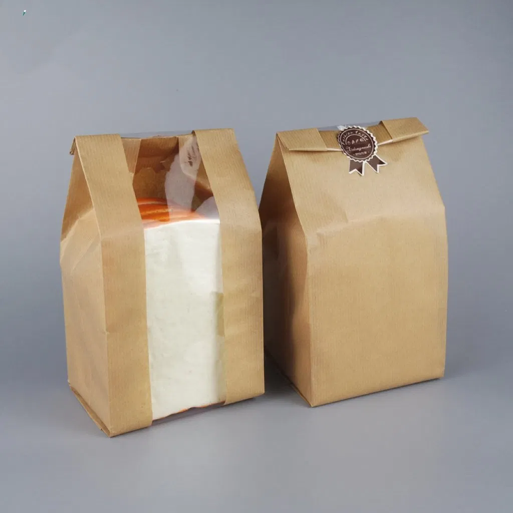 Best Selling Printed Logo Oil Proof Kraft Paper Bags Sandwitch Packing Bag