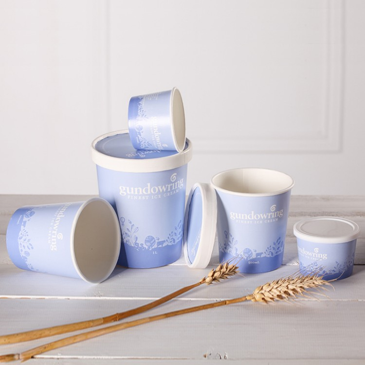 Disposable Food Grade Biodegradable Yogurt Paper Bowl Ice Cream Cup