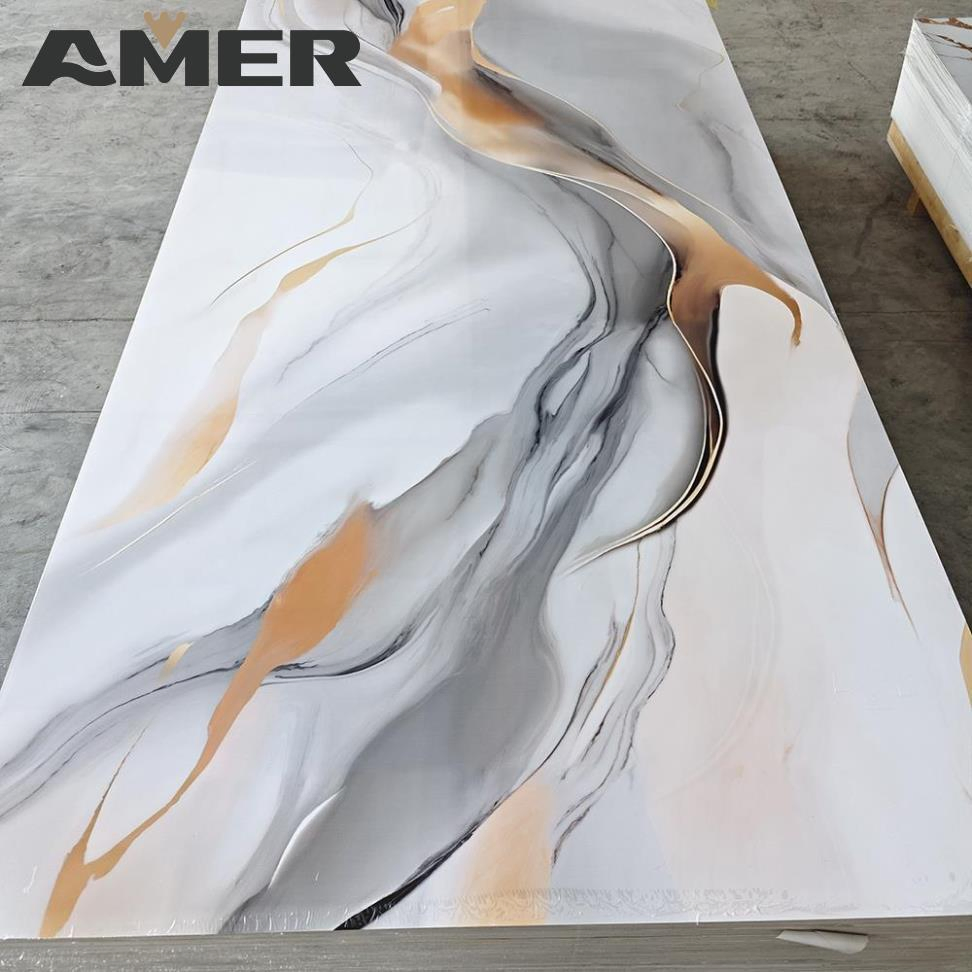 Interior Wall PVC UV Marble Sheet Hot Sale 3D Printing Wall Panel