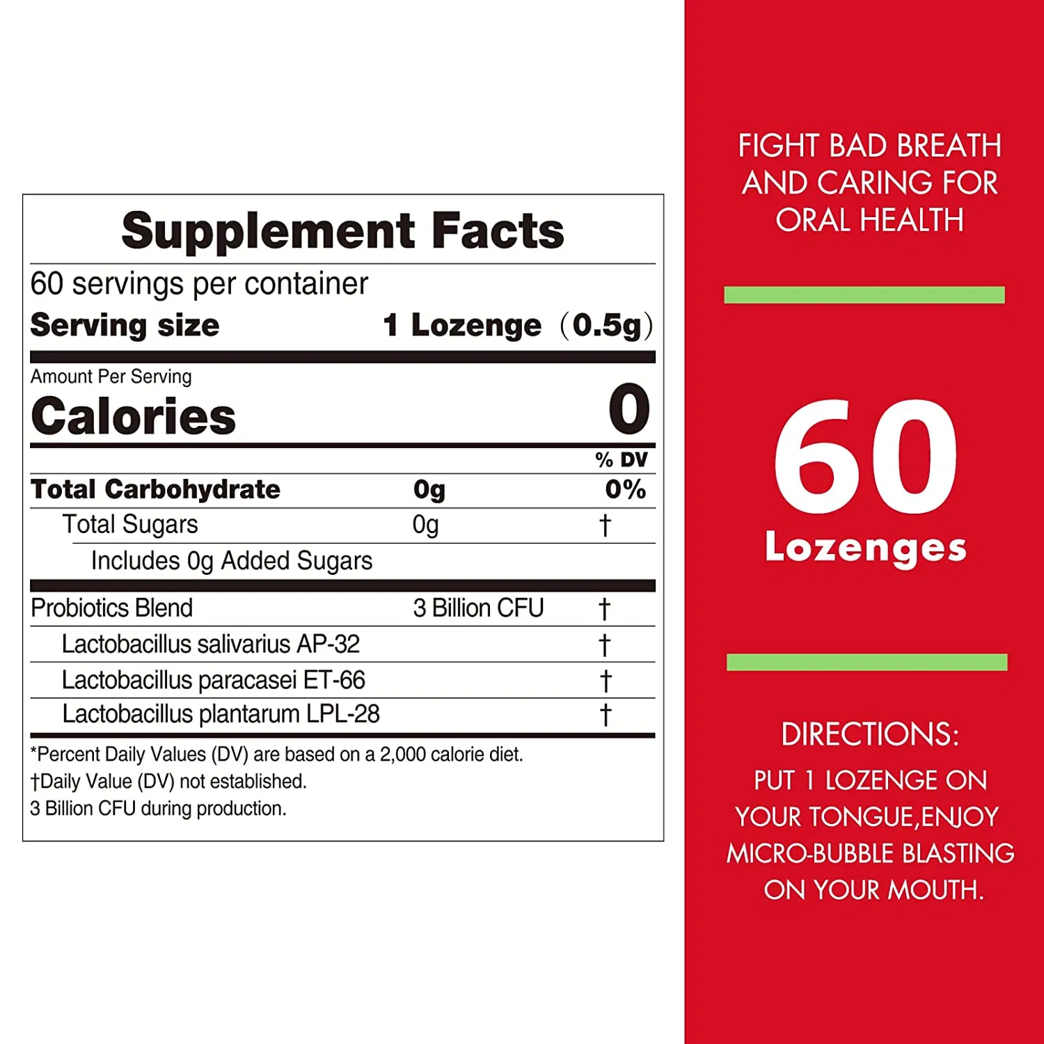 Support Better Gum Tooth Health Great Taste Natural Flavor Oral Probiotics Bubble Lozenge