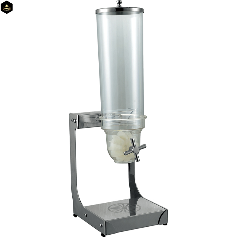 Diwell Wholesale Restaurant Buffet Single Double Three 4 Heads Cereal Dispenser Dry Food Container Stainless Steel Double Cereal Dispenser