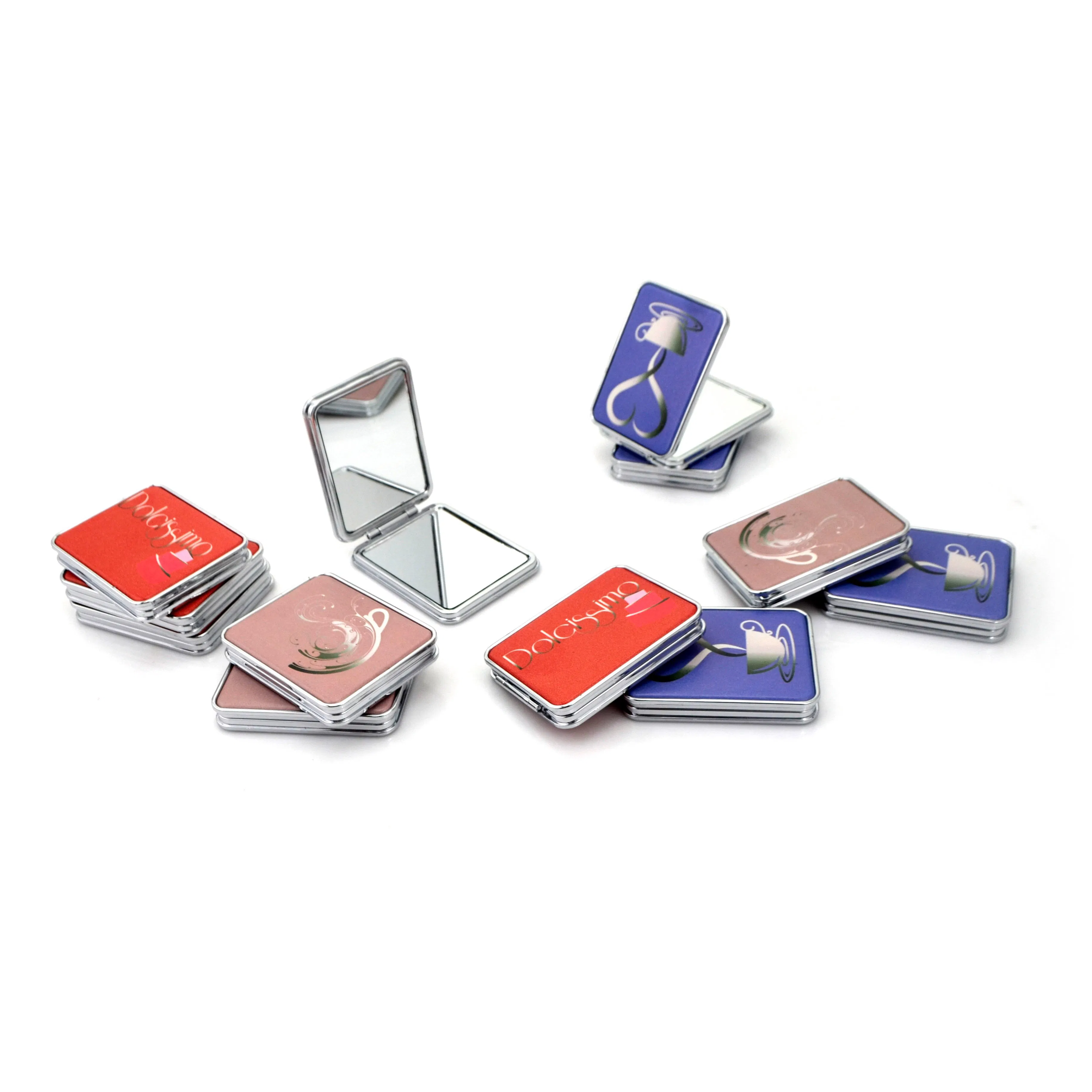 Leather Rectangle Makeup Cosmetic Pocket Mirror, Double Sides Magnifying Mirror