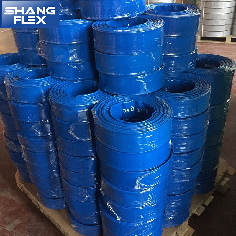 Durable Unti-UV Heavy/Light Duty PVC Layflat Water Discharge Hose Blue Wp2bar 3bar 4bar 6bar 8bar 10bar Pool Backwash Hose