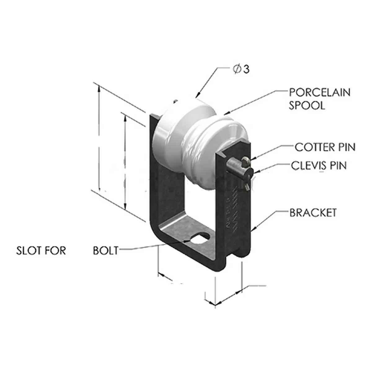 Customizable D-Type Bracket for Pole Line Hardware Insulators