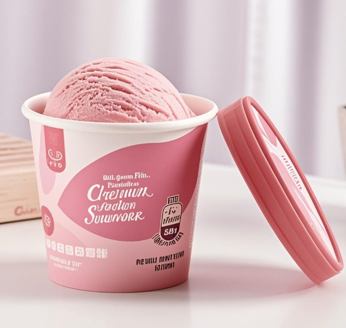 Ice Cream Packaging Cups with Lid Containers-Double PE Coating for Resistance to Leakage