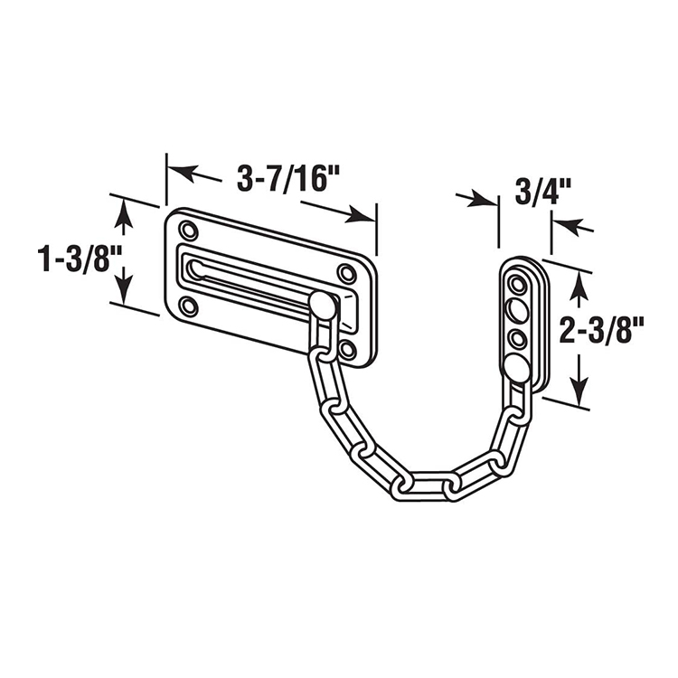 Door Chain Polished Chrome, Narrow Design Door Limiter