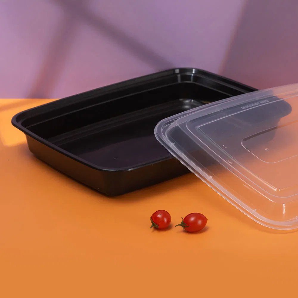 Disposable Food Grade PP Microwavable Rectangular Food Container PP Lid 58oz Capacity Model for Takeaway Use