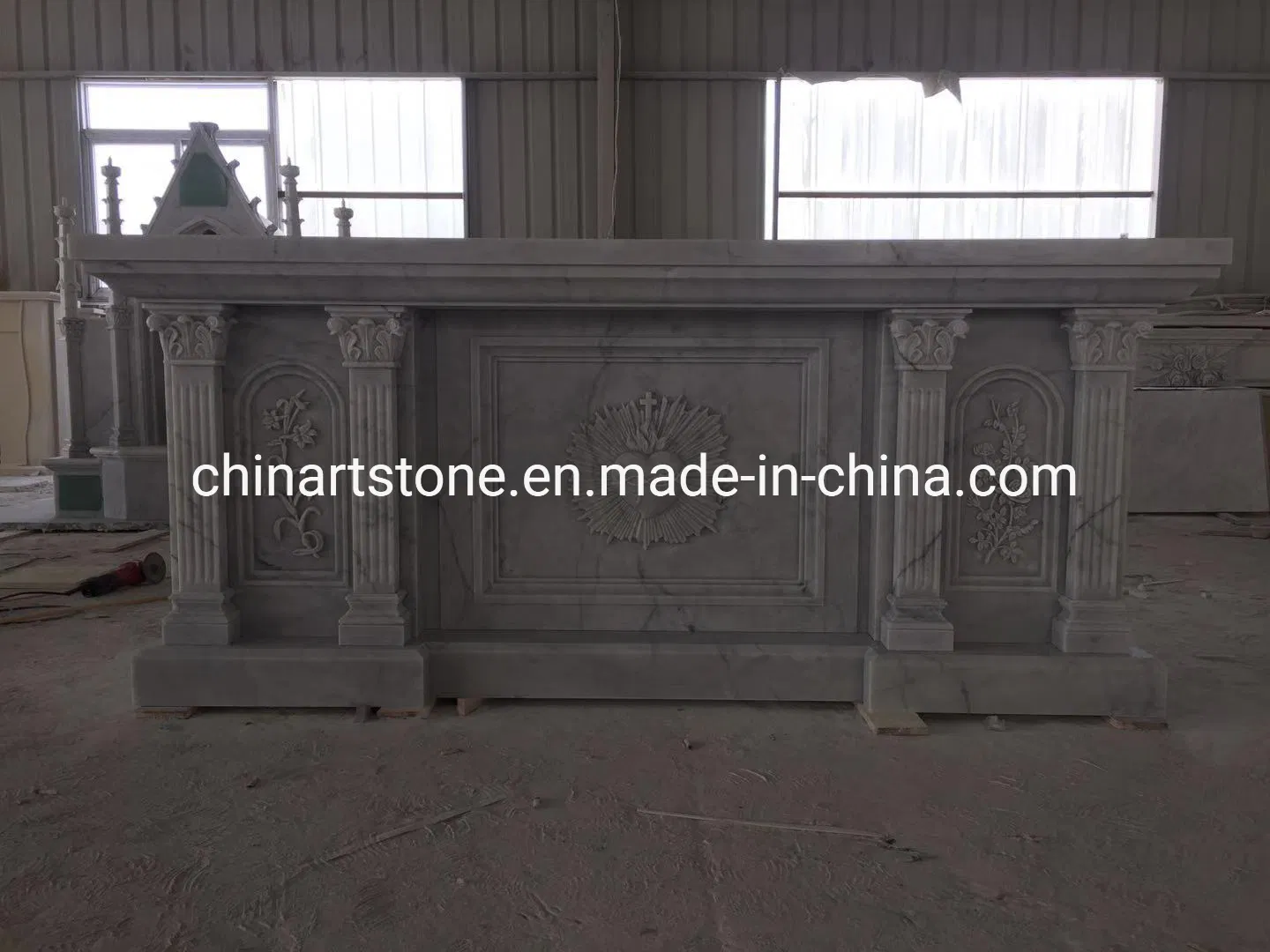 White Nature Marble Fireplace for Guestroom Decoration