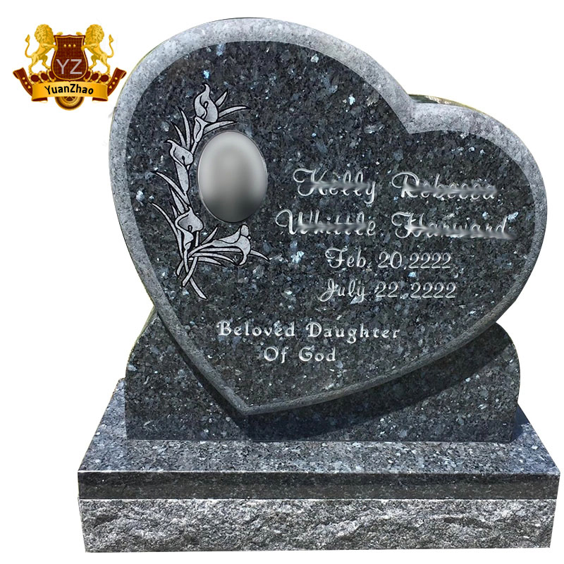 Custom Western Style Nature Stone Heart Shape Tombstone Monument