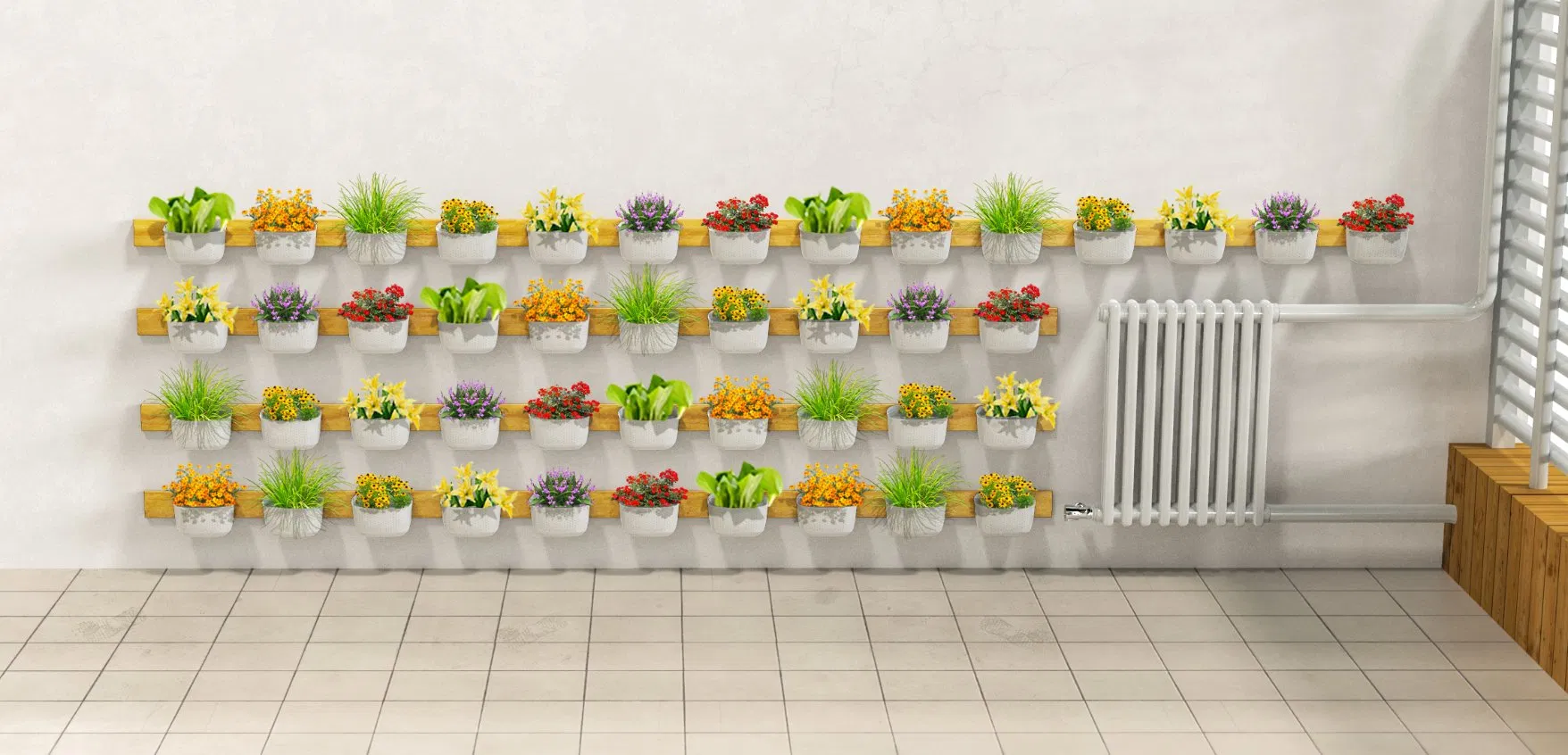 Modern Home Vertical Hydroponic Stackable Planter – Wall-Mounted Green Garden System