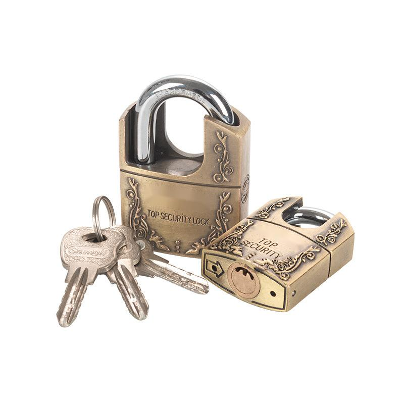 Custom Zinc Alloy Padlock Waterproof and Rust-Proof Imitation Copper Lock Crescent Key Padlock