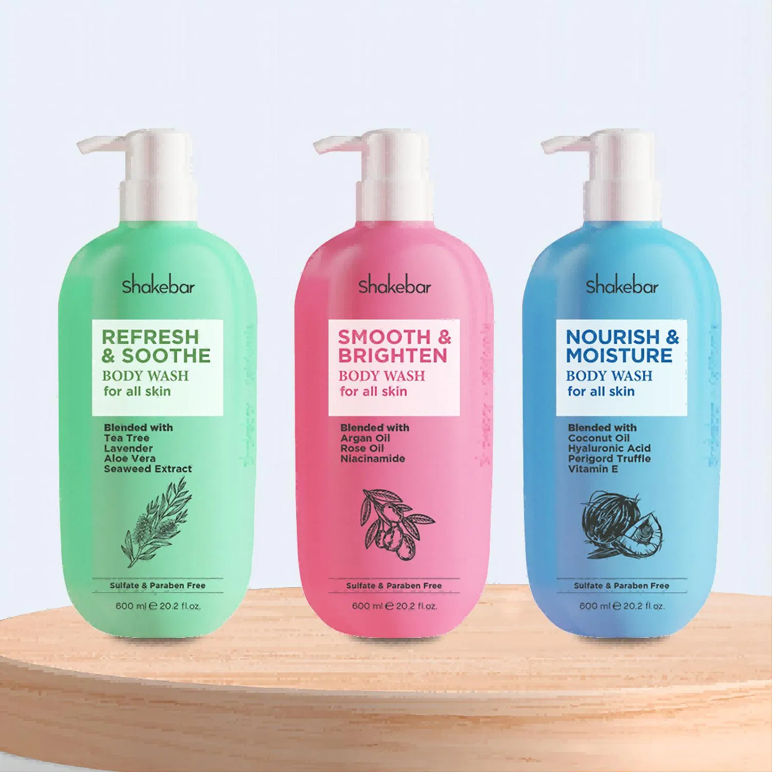 Shakebar 500ml Moisture Smooth & Brighten Body Wash Natural High Quality Body Care