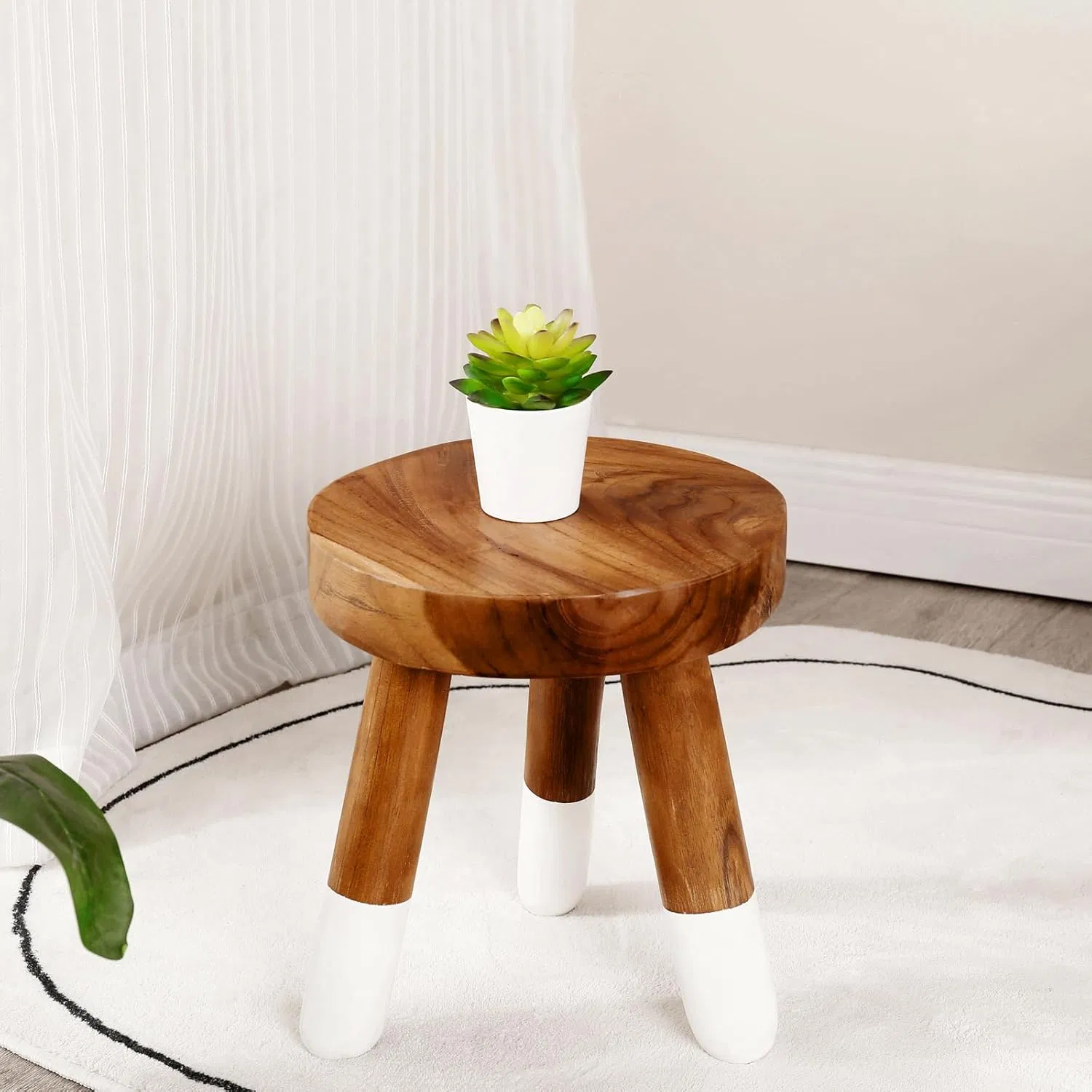 DIP - Dyed Teak Wood Stool Versatile Plant Stand & Decor Piece