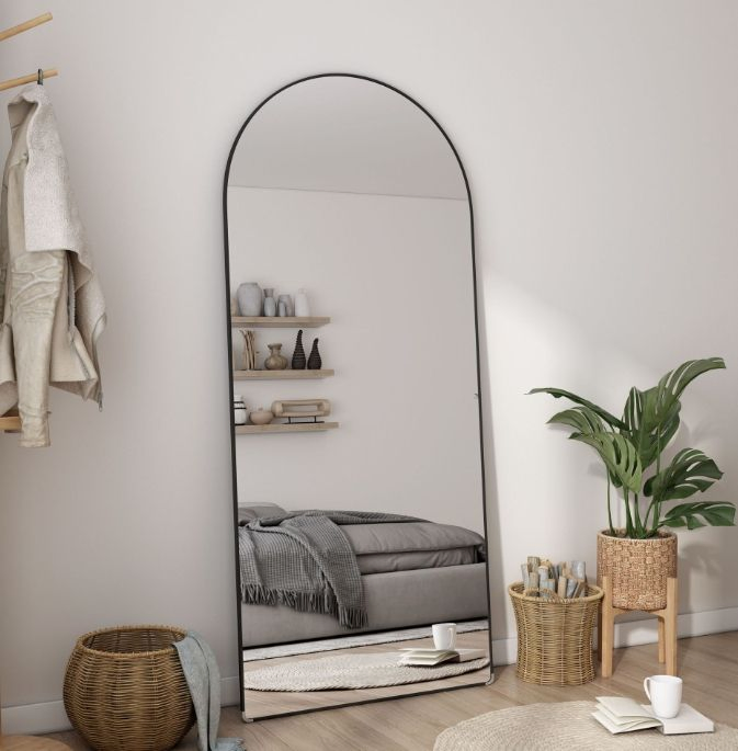 Full Length Wall Mirror for Living Room - Modern Stainless Steel Frame Large Standing Mirror - Home Decoration & Interior Design Essential