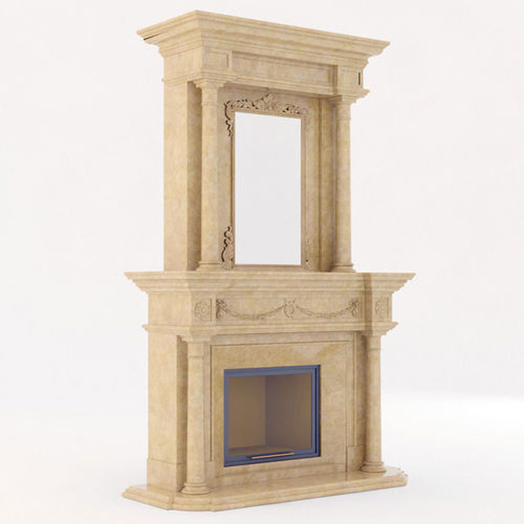 Classic Living Room Limestone Marble Fireplace Mantel