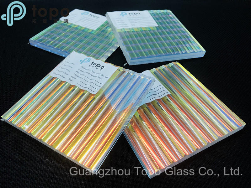 Laminated Art Figured Pattern Glass with Colorful PVB Film (LG-TP)