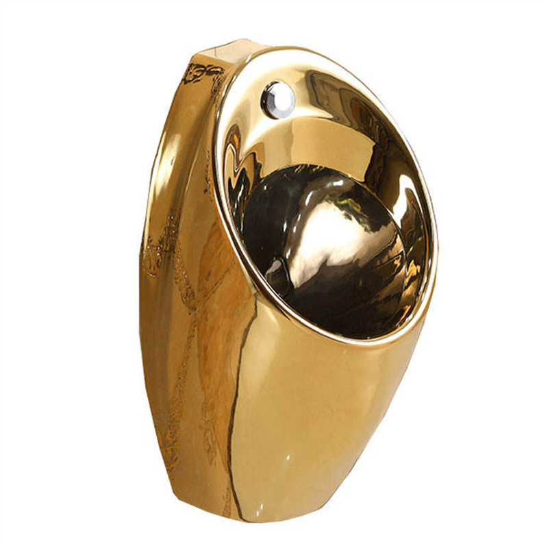 Luxury Gold Silver Pattern Wall-Hung Ceramic Sensor Urinal for Bathroom with Western Design
