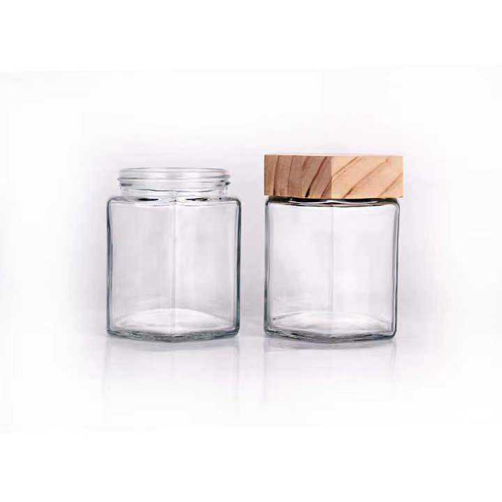 Wholesale Wooden Lid Honey Bottle Candy Jar Wooden Lid Glass Bottle Seal Jar 30ml-380ml