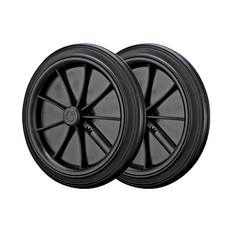 190mm Industrial Garbage Bin Wheels with Axle 555mm Stem Trash Bin Single Rubber Wheels