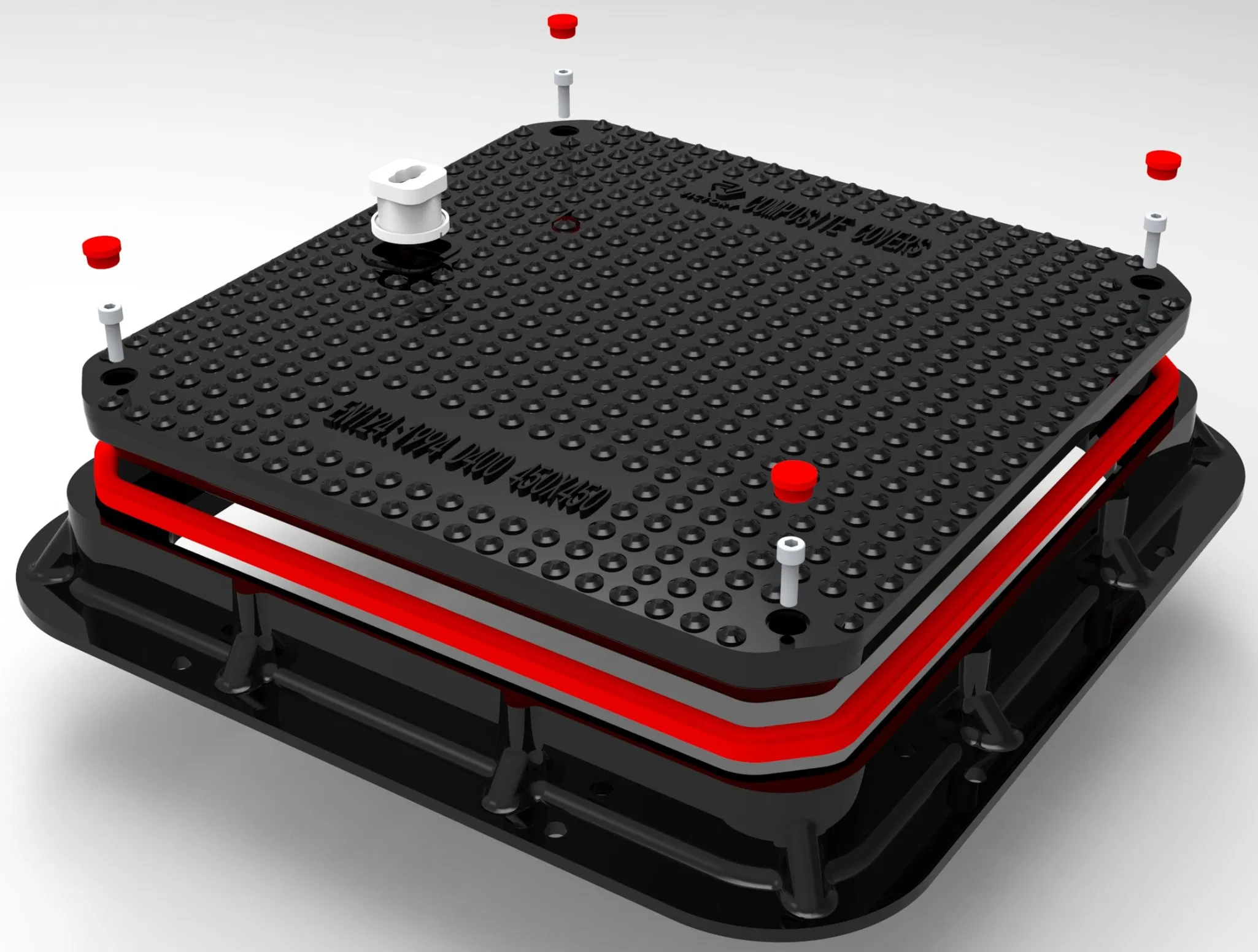 High Quality SMC Composite Waterproof Square Manhole Cover and Frame FRP GRP Fiberglass Watertight Manhole Cover Plastic Resin Manhole Cover 450mm X 450mm