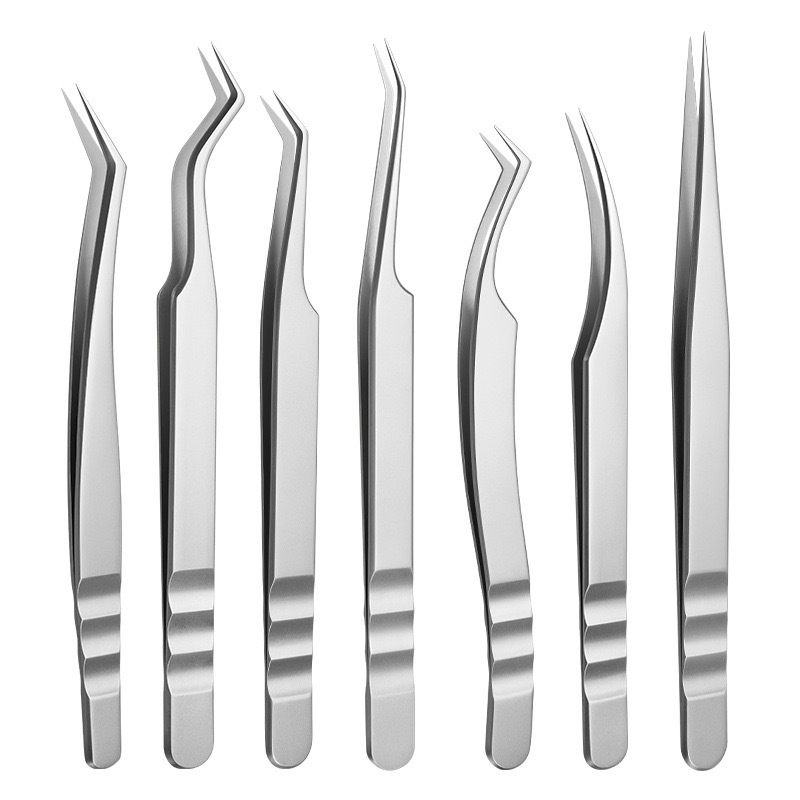 Curved Stainless Steel Precision Lash Grooming Makeup Beauty Isolation Eyelash Extension Tweezers