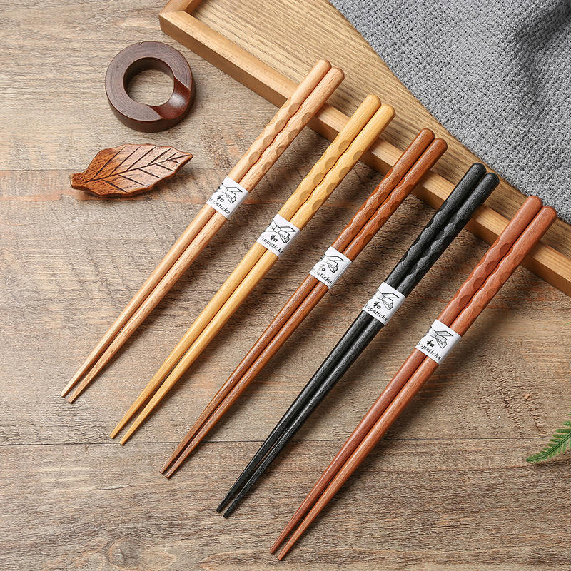 Elegant Ebony Wooden Chopsticks Set of 5 Pairs in Gift Box