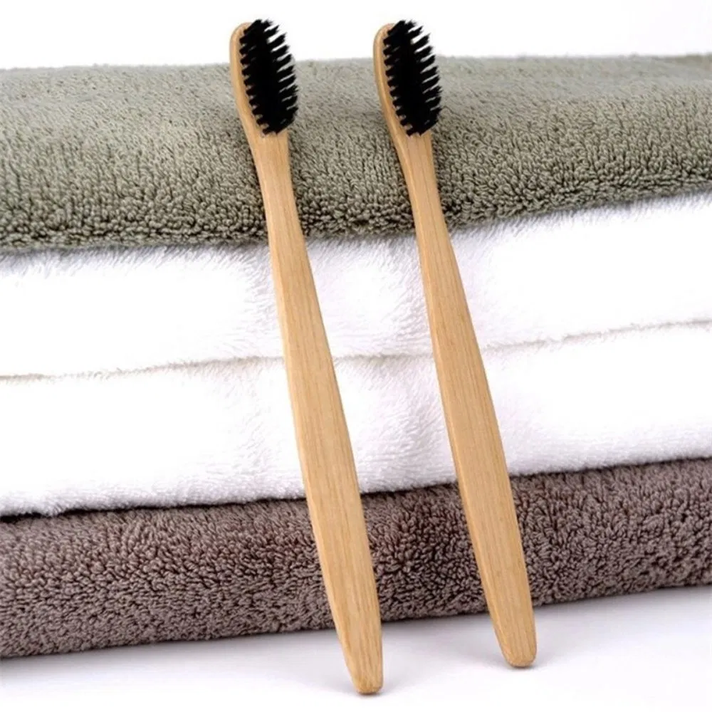 Wholesale Biodegradable Bamboo Toothbrush with Natural Wood Handle for Hotel and Travel