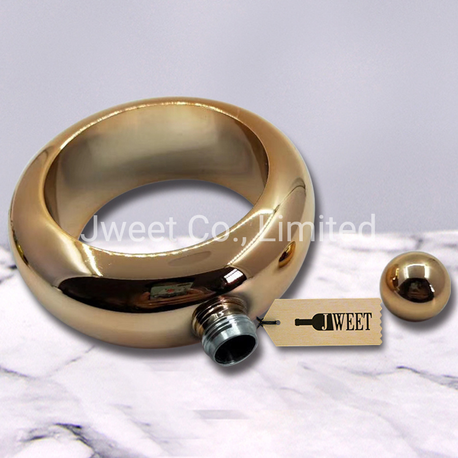 Bangle Shaped Colorful Single Walled Stainless Steel Whiskey Hip Flask